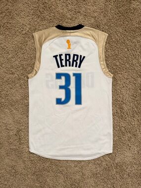 Vintage Majestic Finals NBA Dallas Mavericks Jason Terry White Jersey Sz M RARE